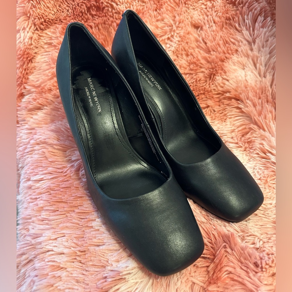 Black Square Toe Heels - image 1